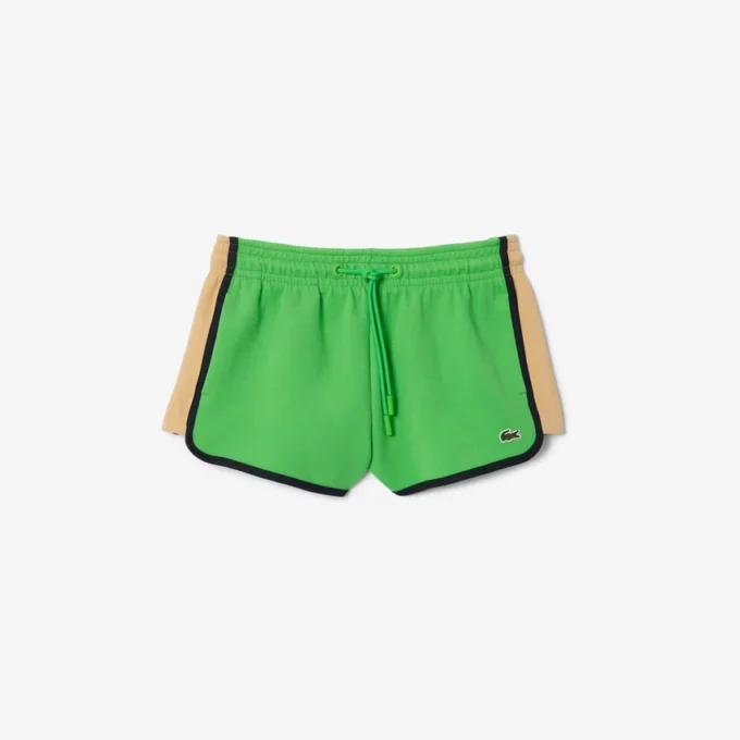 Pantalones cortos de piqué con paneles en contraste para mujer