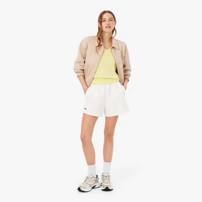 Pantalones cortos de piqué doble cara para mujer
