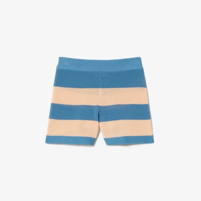 Pantalones cortos de punto de malla a rayas