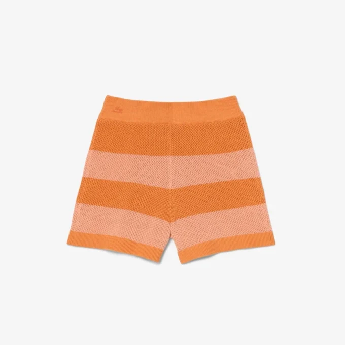 Pantalones cortos de punto de malla a rayas