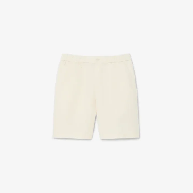 Pantalones cortos de sarga de mezcla de lino, corte regular