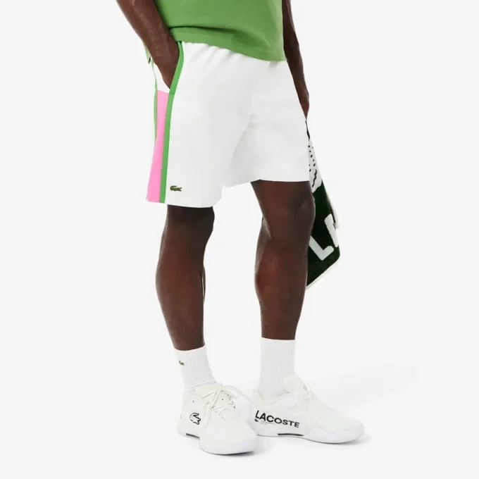 Pantalones cortos de tenis de hombre ligeros con rayas en bloques de color