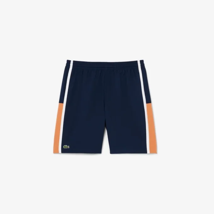 Pantalones cortos de tenis de hombre ligeros con rayas en bloques de color