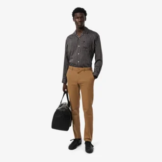 Pantalones de algodón elástico de corte ajustado para hombre