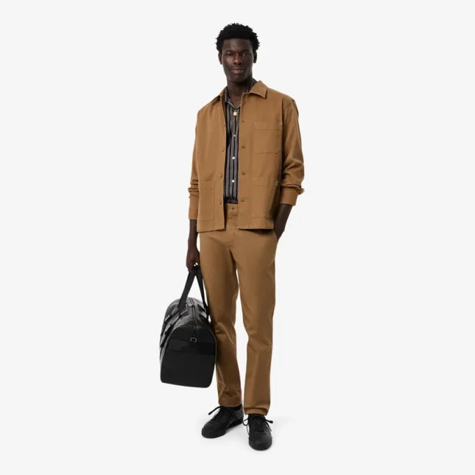 Pantalones de algodón elástico de corte ajustado para hombre