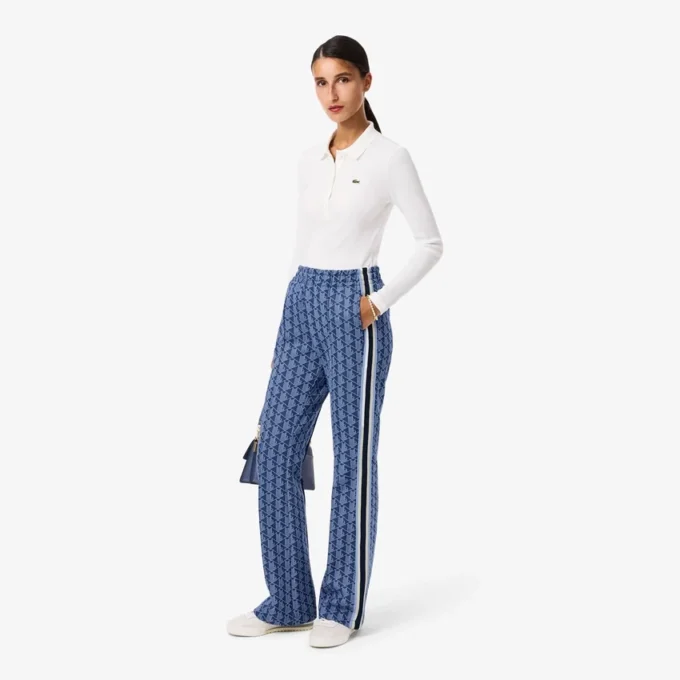 Pantalones de chándal acampanados con monograma para mujer