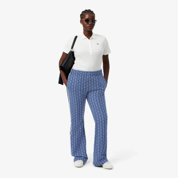 Pantalones de chándal acampanados con monograma para mujer