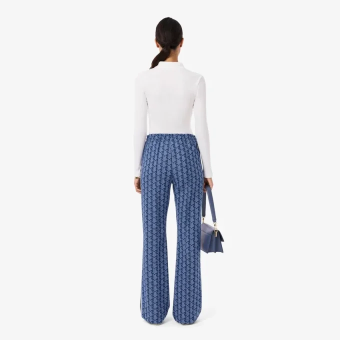 Pantalones de chándal acampanados con monograma para mujer