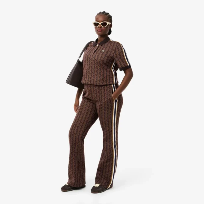 Pantalones de chándal acampanados con monograma para mujer