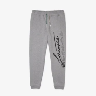Pantalones de chándal de felpa de algodón con estampado Signature y cocodrilo para hombre