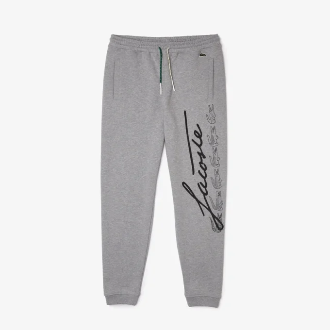 Pantalones de chándal de felpa de algodón con estampado Signature y cocodrilo para hombre
