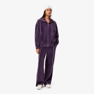 Pantalones de chándal de terciopelo con ribetes para mujer