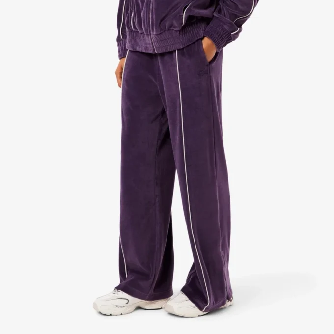 Pantalones de chándal de terciopelo con ribetes para mujer