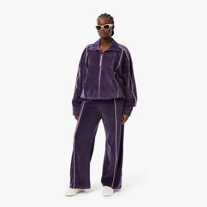 Pantalones de chándal de terciopelo con ribetes para mujer
