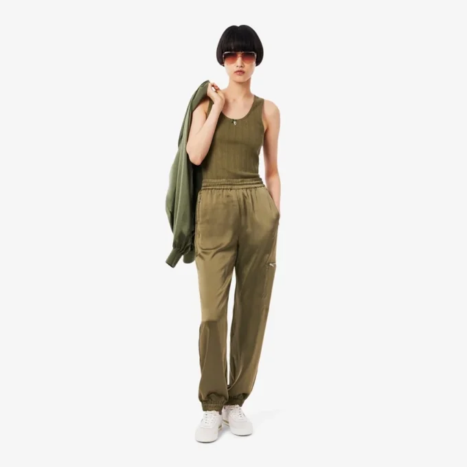 Pantalones de chándal oversize de satén para mujer