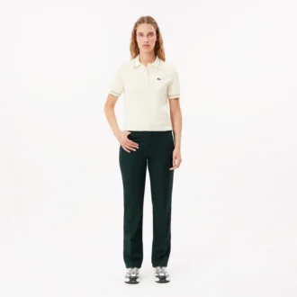 Pantalones de corte recto con detalle de pespuntes para mujer