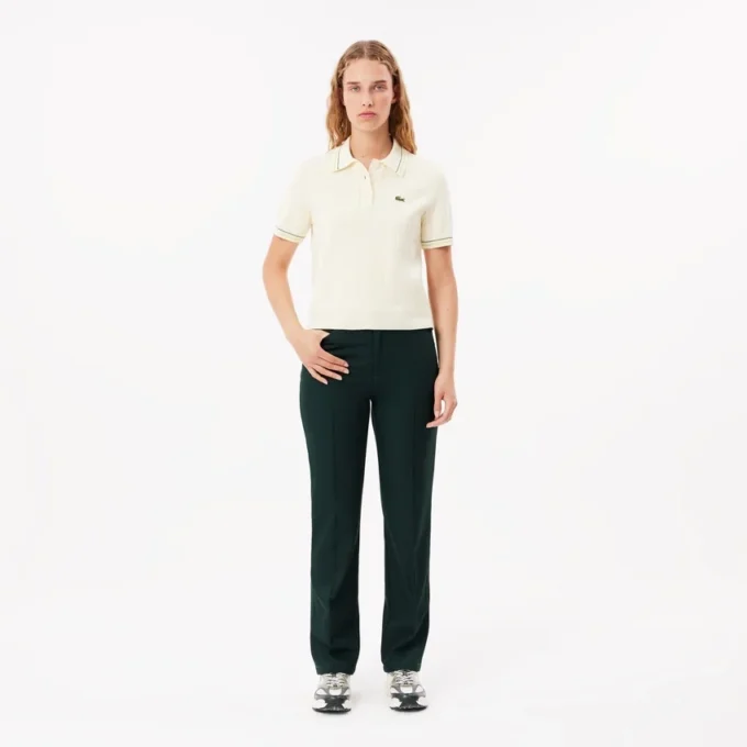 Pantalones de corte recto con detalle de pespuntes para mujer