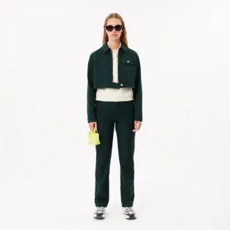 Pantalones de corte recto con detalle de pespuntes para mujer