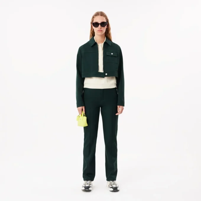 Pantalones de corte recto con detalle de pespuntes para mujer