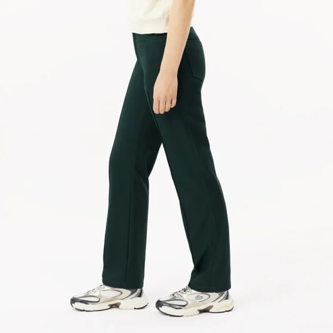 Pantalones de corte recto con detalle de pespuntes para mujer