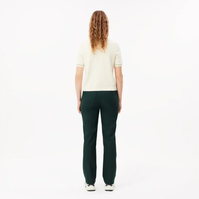 Pantalones de corte recto con detalle de pespuntes para mujer