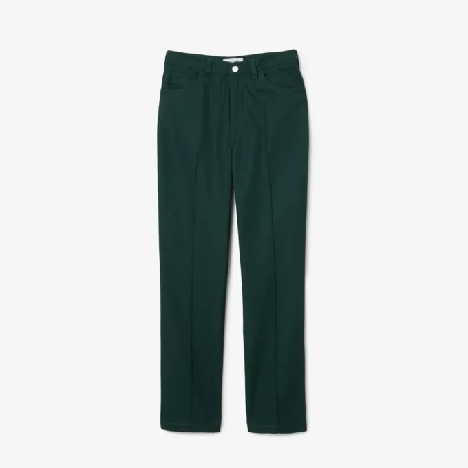 Pantalones de corte recto con detalle de pespuntes para mujer