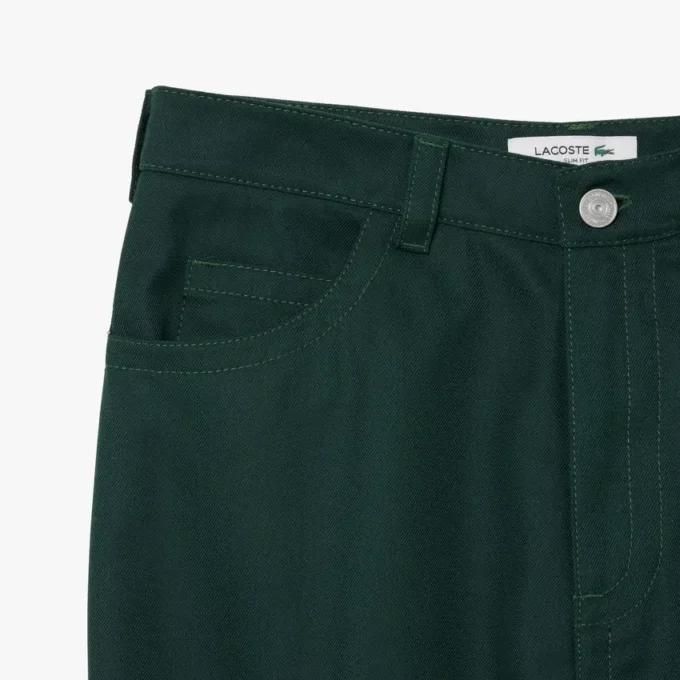 Pantalones de corte recto con detalle de pespuntes para mujer