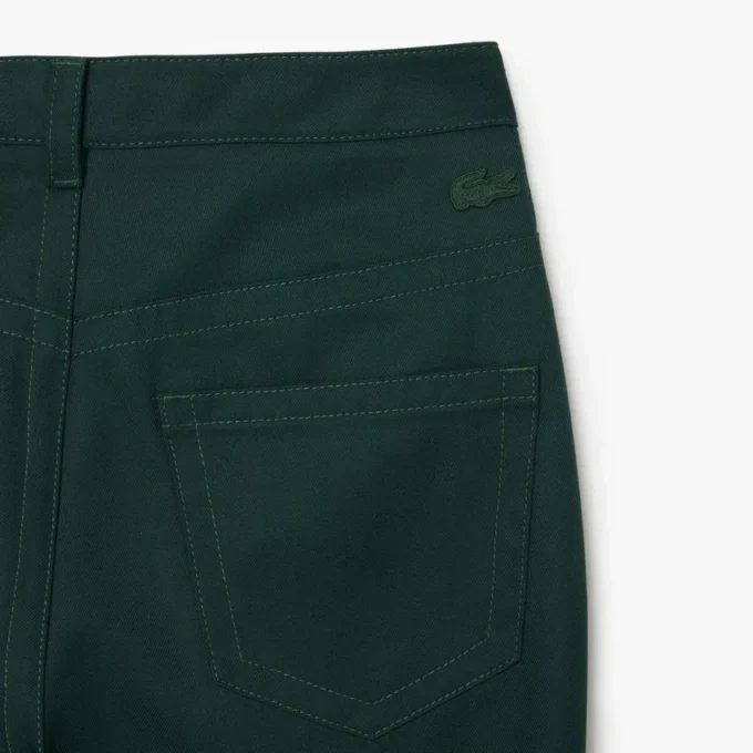 Pantalones de corte recto con detalle de pespuntes para mujer