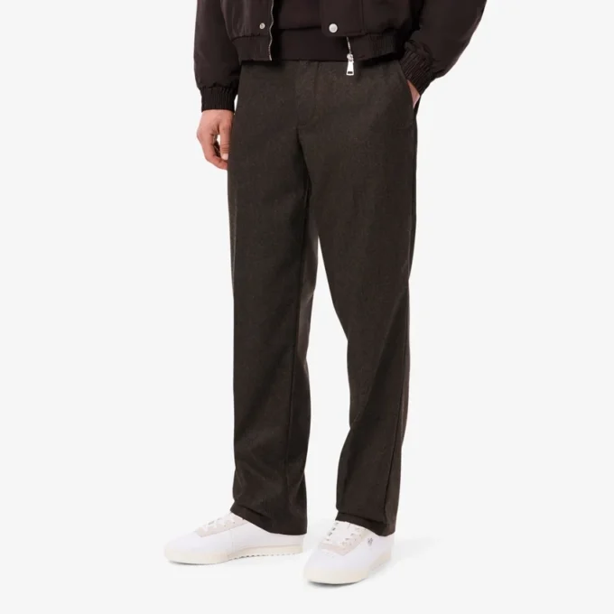 Pantalones de lana con diseño en chevron de corte recto para hombre