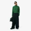 Pantalones de lana entallados de corte amplio de pasarela