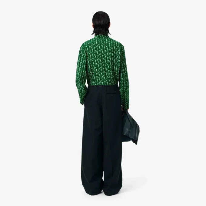Pantalones de lana entallados de corte amplio de pasarela