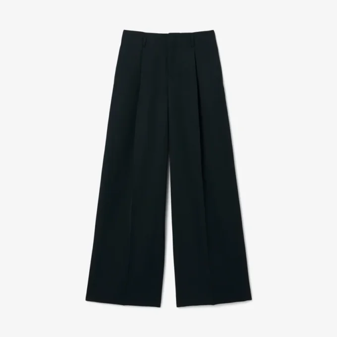Pantalones de lana entallados de corte amplio de pasarela