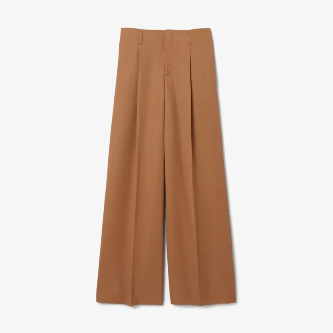 Pantalones de lana entallados de corte amplio de pasarela