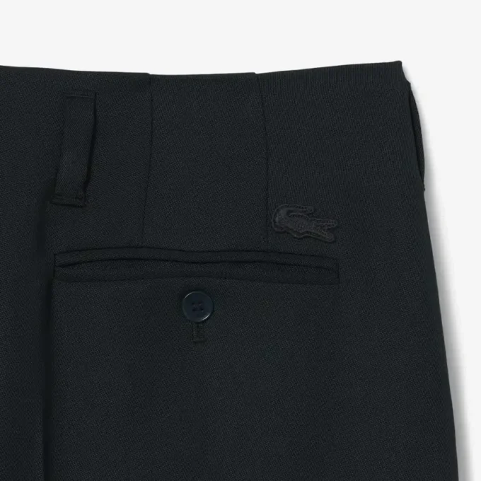 Pantalones de lana entallados de corte amplio de pasarela