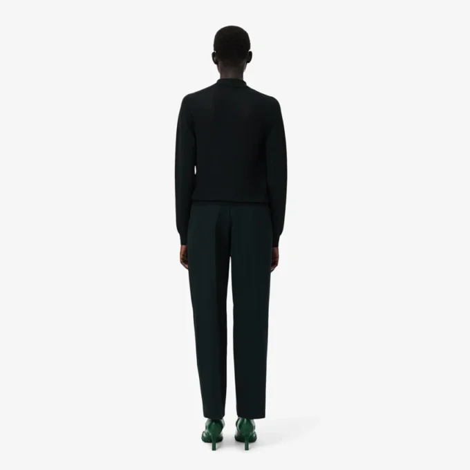 Pantalones de lana entallados de corte recto de la pasarela
