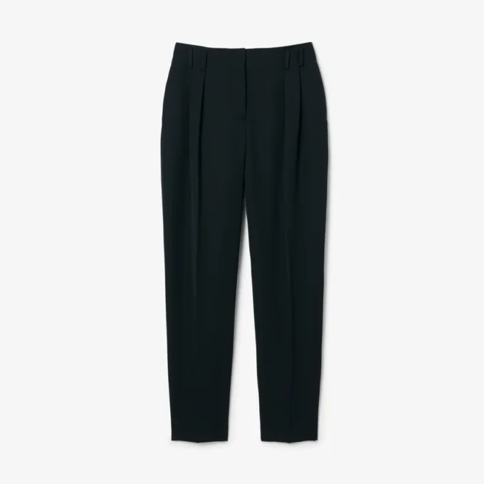 Pantalones de lana entallados de corte recto de la pasarela