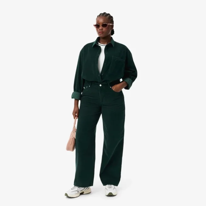 Pantalones de pana de pierna ancha para mujer