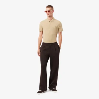Pantalones de piqué con pliegues de corte holgado para hombre