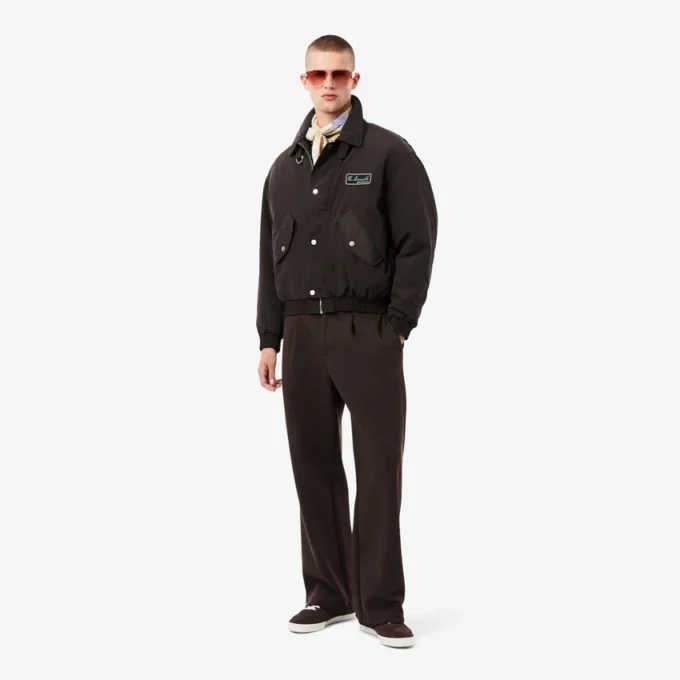 Pantalones de piqué con pliegues de corte holgado para hombre
