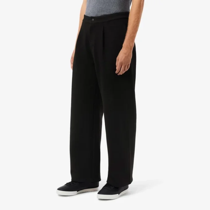 Pantalones de piqué con pliegues de corte holgado para hombre