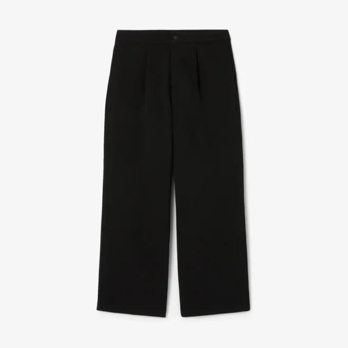 Pantalones de piqué con pliegues de corte holgado para hombre