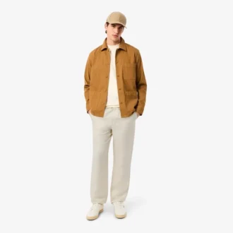 Pantalones de sarga de lino de corte regular para hombre