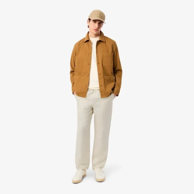 Pantalones de sarga de lino de corte regular para hombre