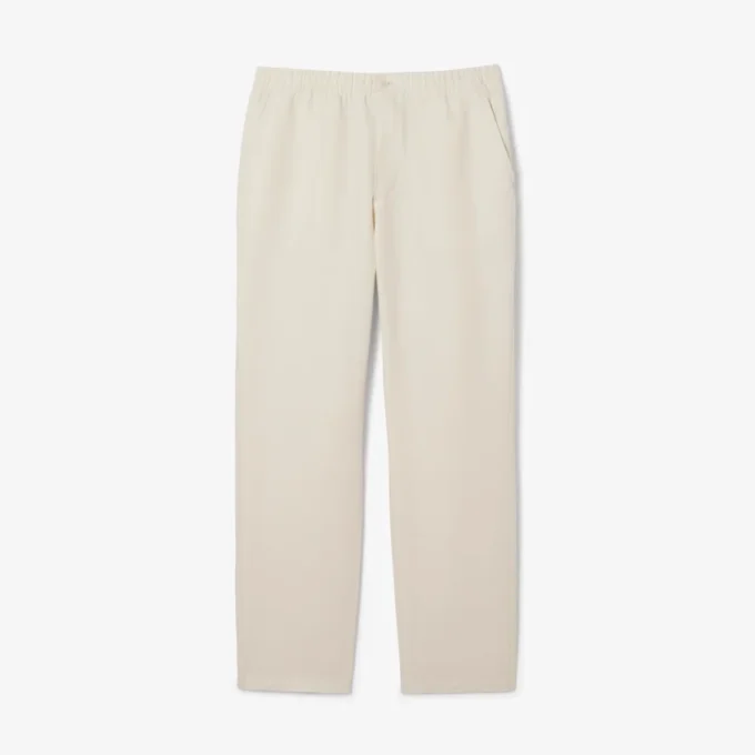 Pantalones de sarga de lino de corte regular para hombre