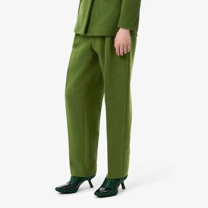 Pantalones de sastrería de lana con efecto slub y corte recto de la colección Runway
