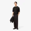 Pantalones de traje de algodón a rayas de corte recto