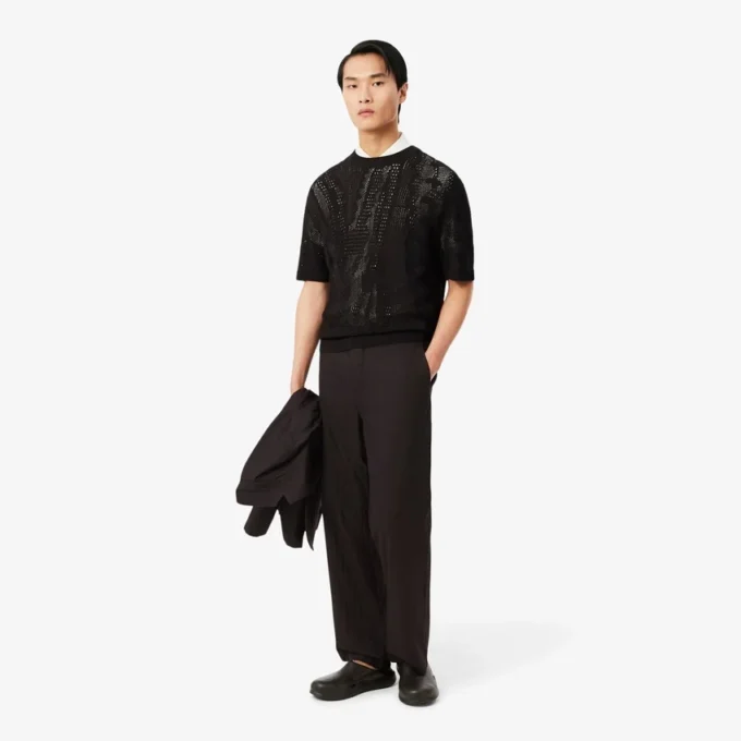 Pantalones de traje de algodón a rayas de corte recto