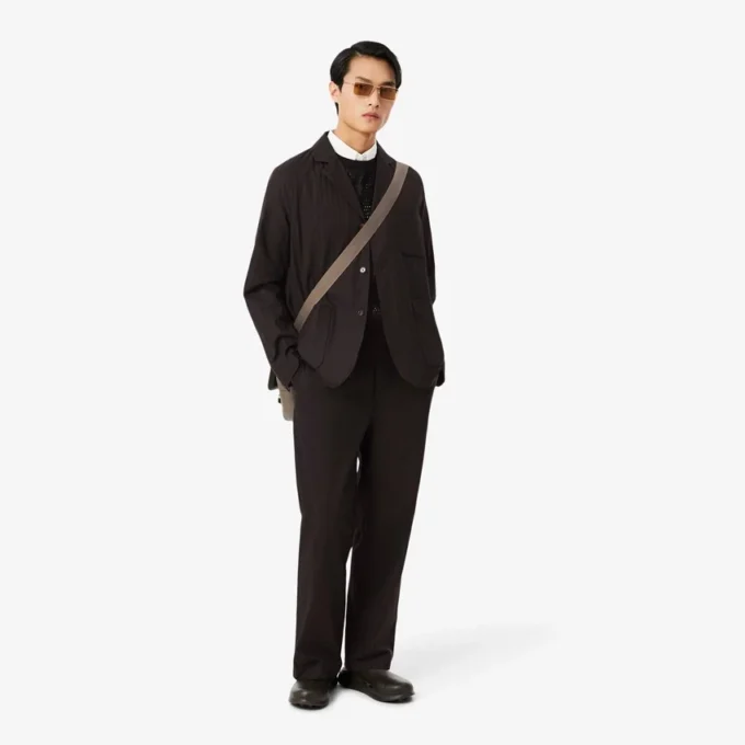 Pantalones de traje de algodón a rayas de corte recto
