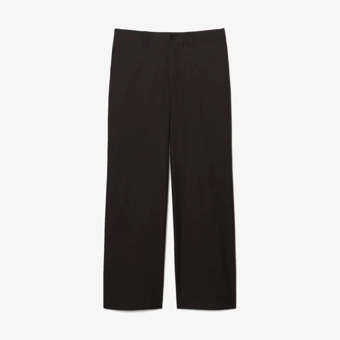 Pantalones de traje de algodón a rayas de corte recto