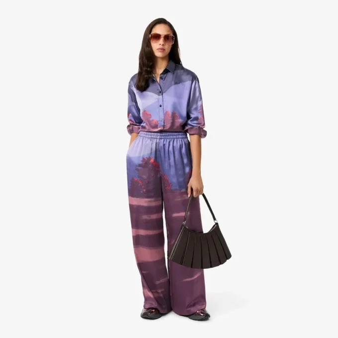 Pantalones oversize con estampado paisajístico para mujer